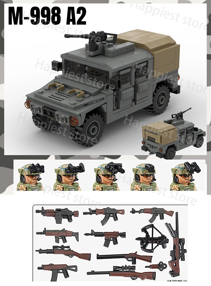 MOC Military Car US Hummers Vehicle  Building Blocks Weapons Solider Army Special Forces Accessories Kids Toys