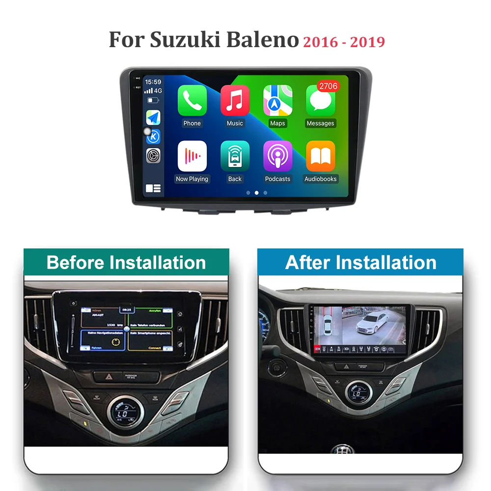 9 inch Screen Android OS For Suzuki Baleno 2016 - 2019 WIFI BT DSP Wireless Carplay Multimedia Car Radio Video Player GPS 4G