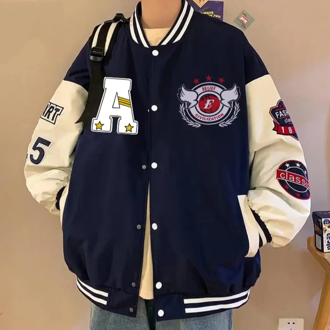 

StylishMens Jacket, ExtraWide RelaxedFit Trendy Jacket, Baseball BomberStyle Vintage Jacket, CasualCouple Streetwear Urban Coat