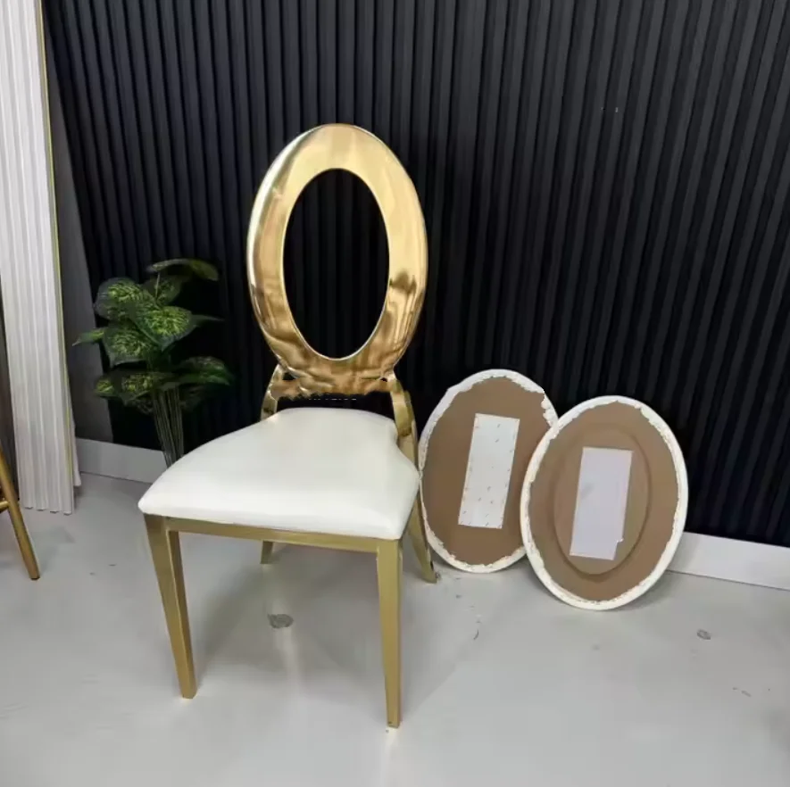 6/12/14/16/18/20pcs f30 Gold Stainless Steel Banquet and Event Chairs Wholesale rBack Wedding Chairs for Outdoor Use