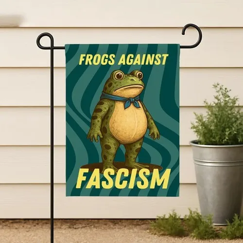 Portland Frogs Against Protest Garden Flag, Resist Frog Flag, Ice Yard Sign Flag OOV IIC