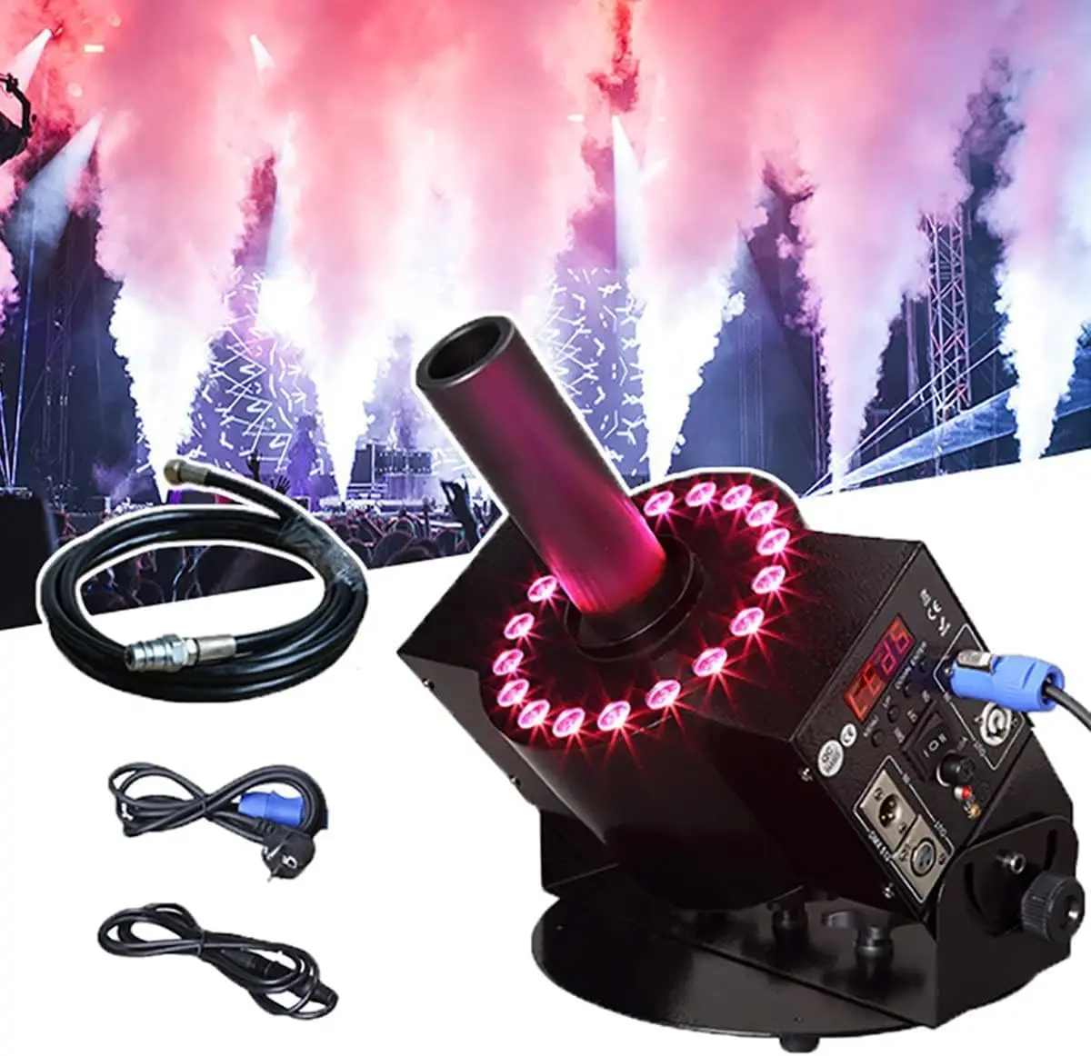 Stage Effects Machines Co2 Cannon Column Smoke Fog Carbon 18x3W RGB Co2 Jet Fog Machine