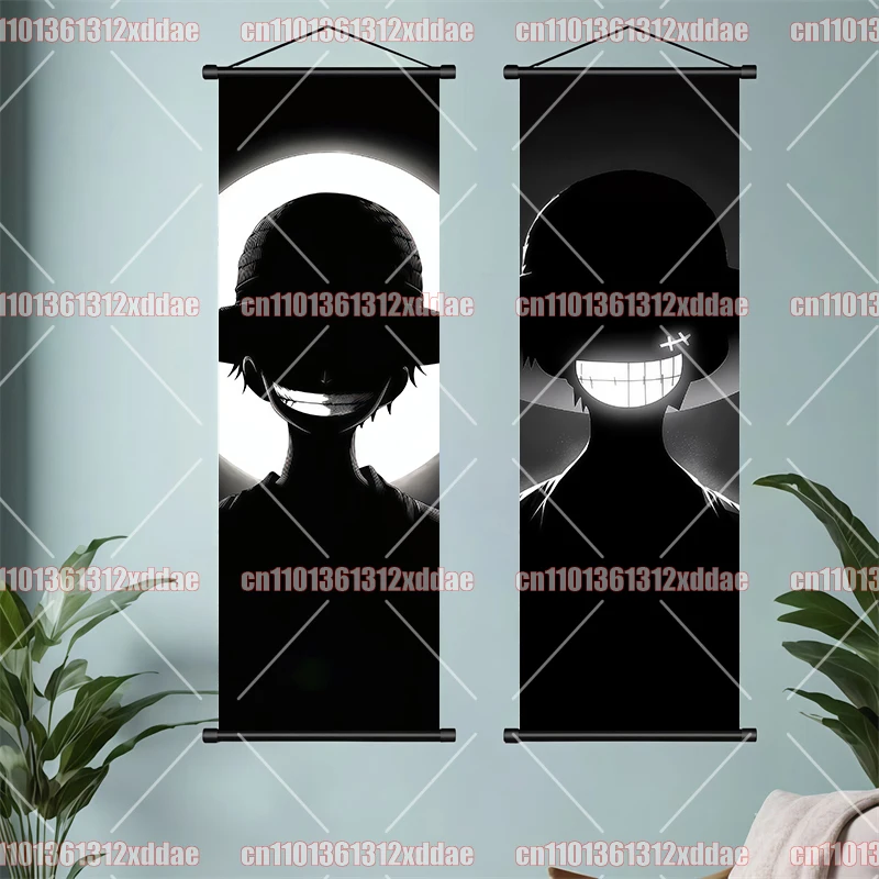 One Piece Scroll Painting Luffy Zoro Nami Jinbe Sabo Shanks Anime Character Poster Dormitory Bedroom Wall Decor Children's Gift view 5