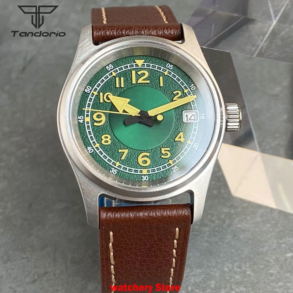 سوبر الأخضر Lume Tandorio 36 مللي متر ريترو الطيار الأخضر تاريخ التاريخ NH35A الحركة التلقائية ساعات رجالية الياقوت 200 متر مقاوم للماء