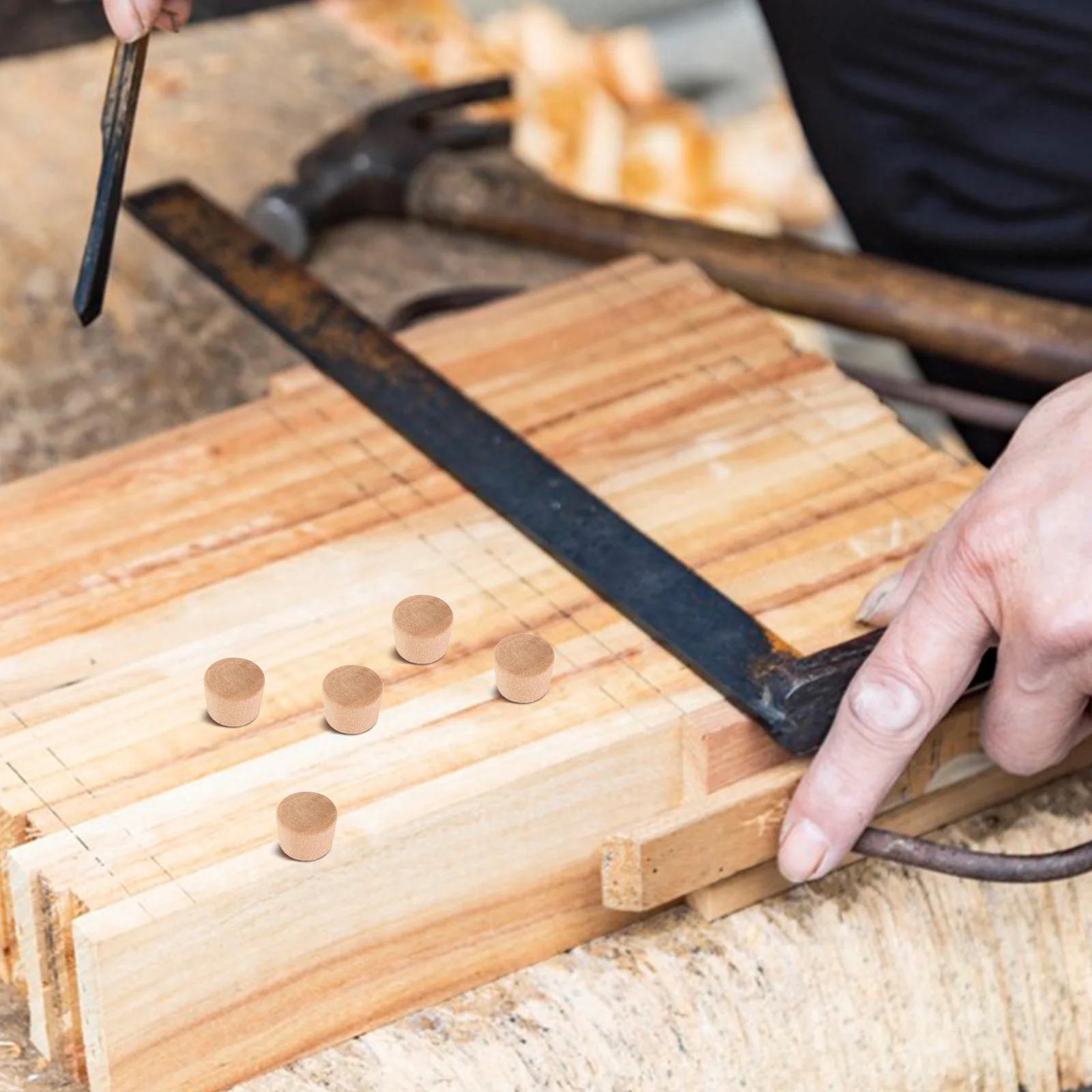 

50pcs Wooden Plugs For Furniture Snap-In Screw Hole Covers Decorative Wood Button Plugs Replacement - Hardwood Hole Stoppers