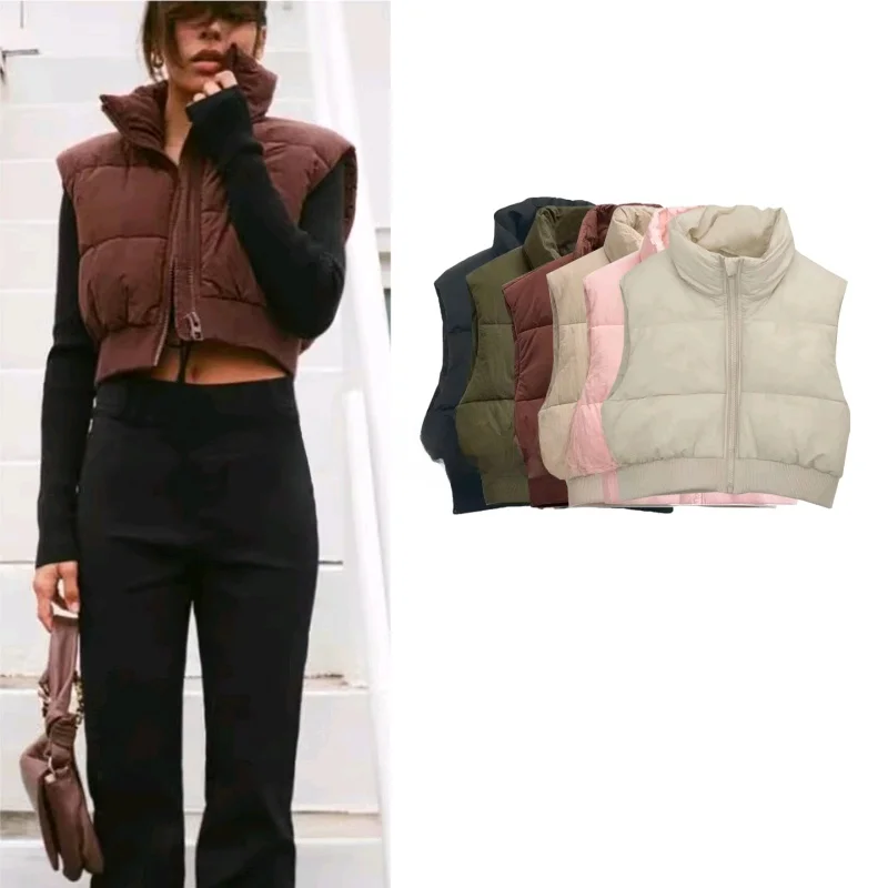 

Новый весенний женский повседневный корейский хлопковый жилет с воротником-стойкой, модный комплект на молнии, чистый цвет