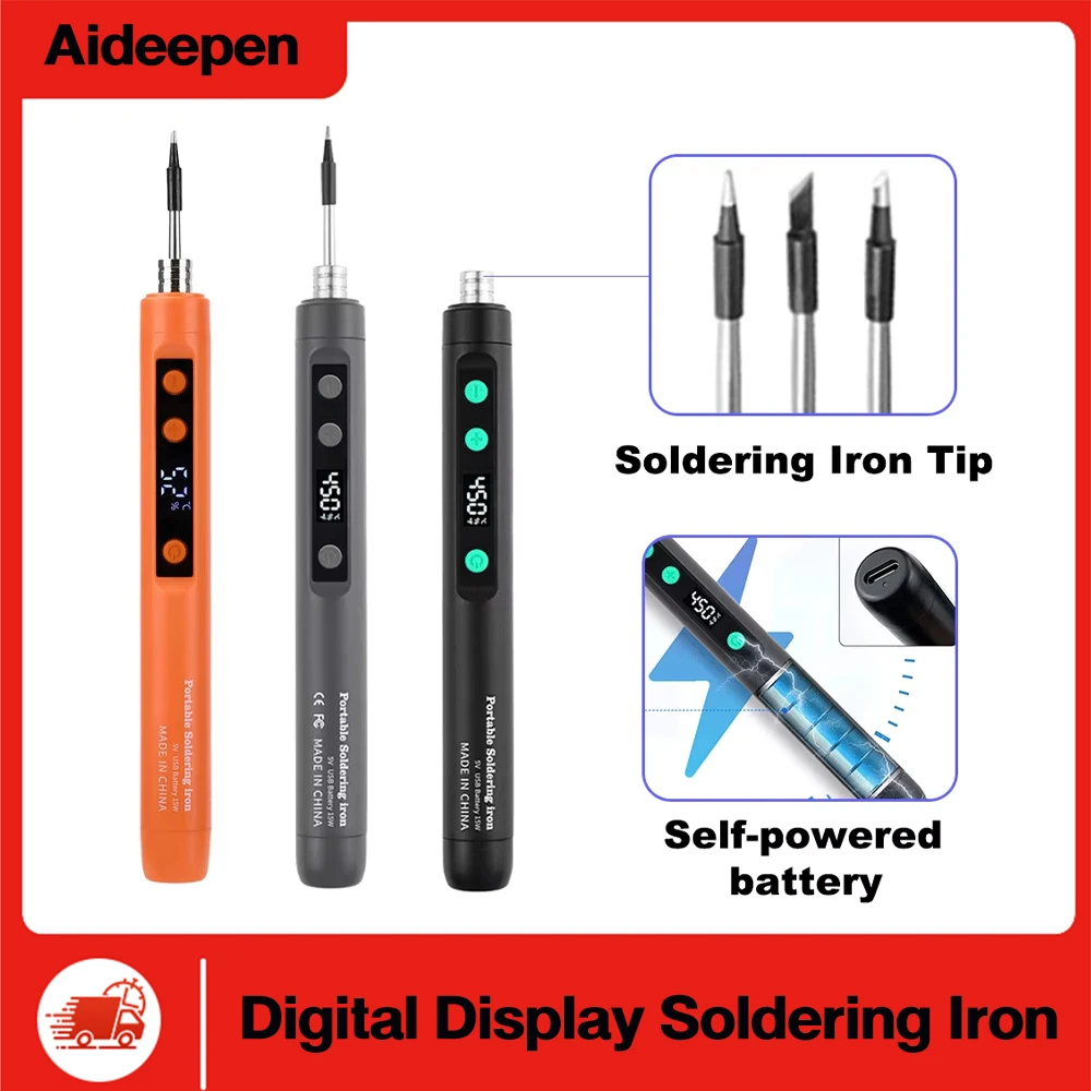 

Портативный беспроводной паяльник с регулируемой температурой 200-450 ℃ USB-зарядка Type-C для ремонта электроники