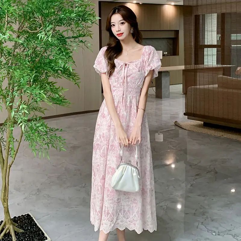 

Summer New Women's Dress Loose Commuter Casual Fragmented Flower Retro Slim Fit A-line Skirt