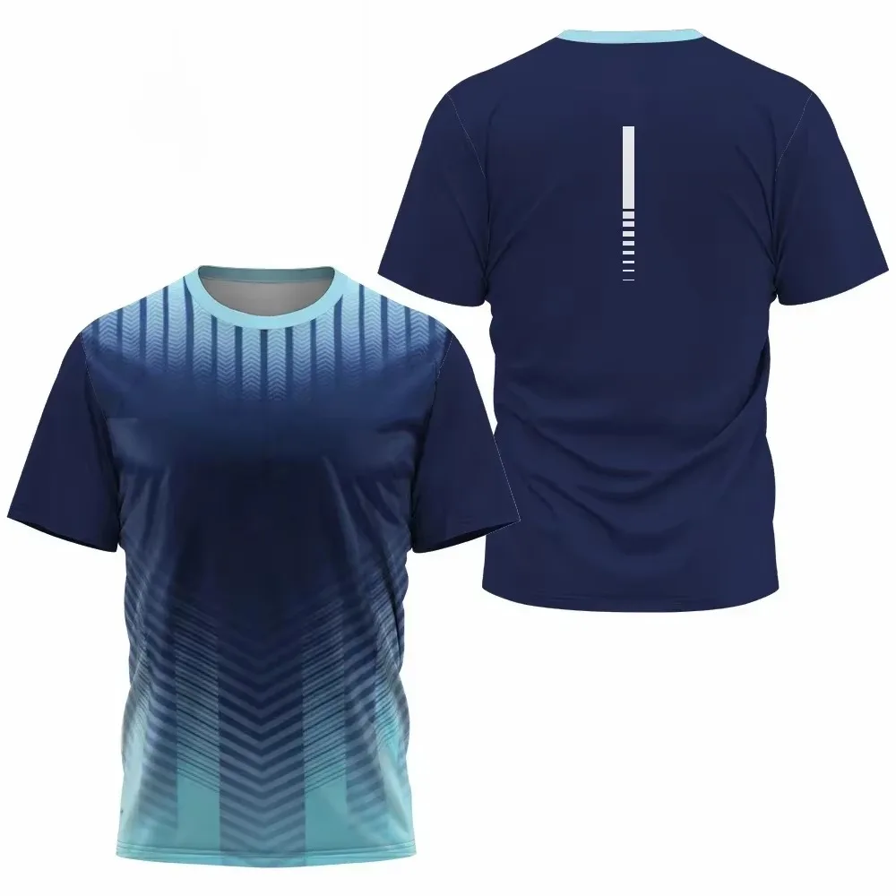 Men's Soccer Jersey, Gradient Chevron Geometric Print Short Sleeve Football T Shirt, Quick Dry Athletic Sports Tee for Training