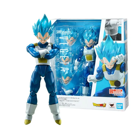 

In Stock Bandai Figure Dragon Ball Anime Figures SHF Super Saiyan God Super Saiyan Blue Vegeta Collectible Model Decoration