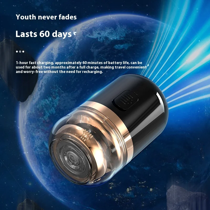 USB Rechargeable Cordless Pocket Shaver Quick Charge Beard Trimmer Travel-Friendly Barber Gift for Men Face Clean Shave