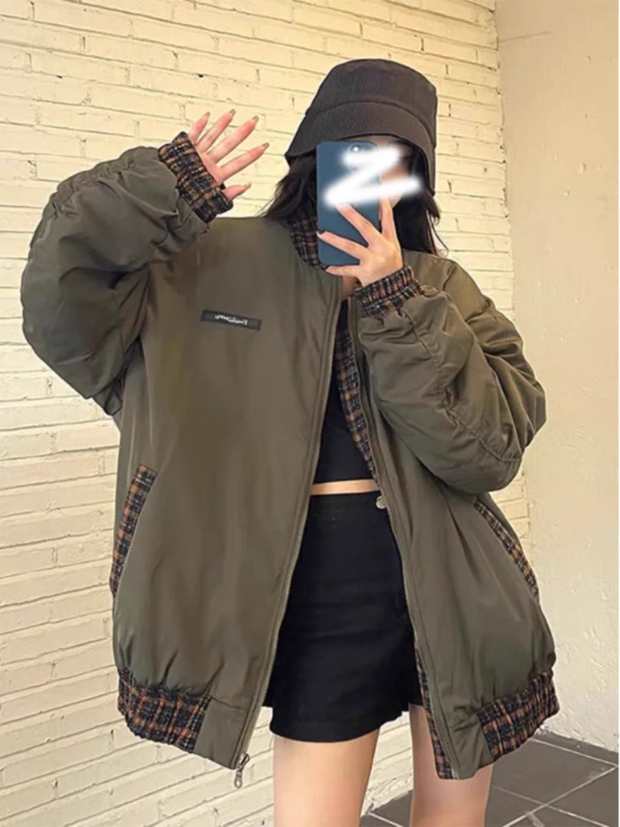 

Bomber Jackets Womens Jacket Techwear Fall Canvas Patchwork Colorful Cuffed Drawstring Artistic Cropped Preppy Carnival Flexible