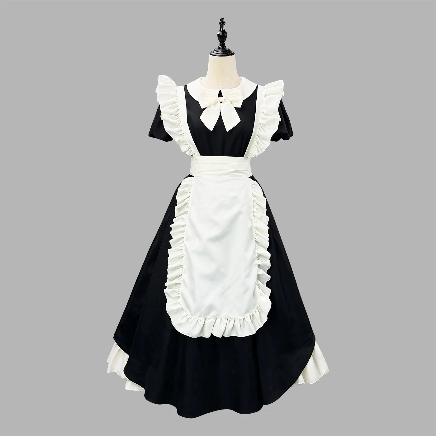 Retro Ancient Ruffle Pleat Maid Costume Cute Vintage Mori Girl Dress Outfit