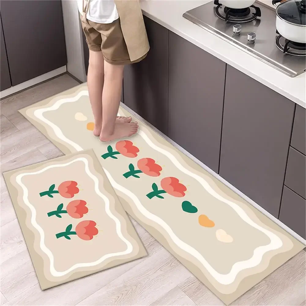 Kitchen Carpet Mats for Floor Anti Slip Bathroom Entrance Doormat Bedroom Living Room Long Bedside Area Rug Soft Washable Carpet