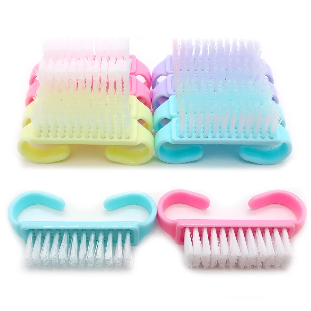 5pcs Macaron Color Nail Brush Soft Bristle Fingernail Toenail Hygiene Cleaner Salon Manicure Pedicure Compact Daily Nail Care