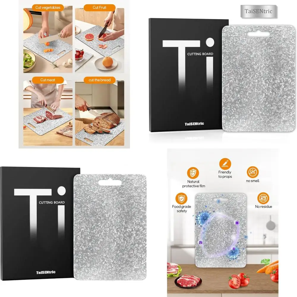 

Reversible Pure Titanium Cutting Board with Hanging Handle, BPA-Free & Dishwasher Safe, 15.75x11