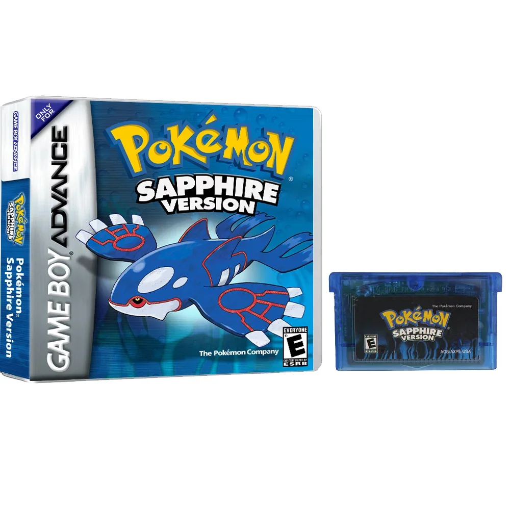 GBA Game Card Pokémon Leaf Green, Fire Red, Ruby, Sapphire HD Color Box, United States Version of The English Game