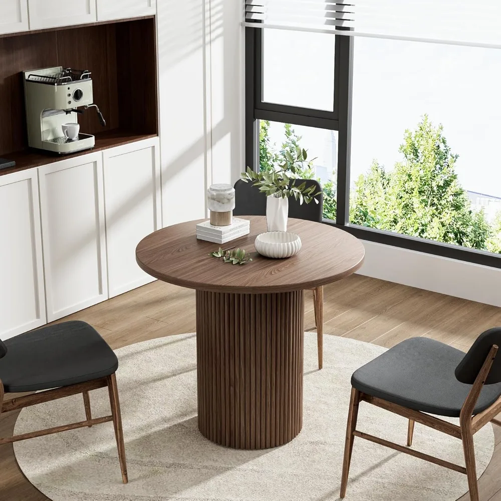 

Круглый рифленый обеденный стол "35,4" — деревянная подставка на подставке для 2-4 человек, для отдыха/кофе/кухни"