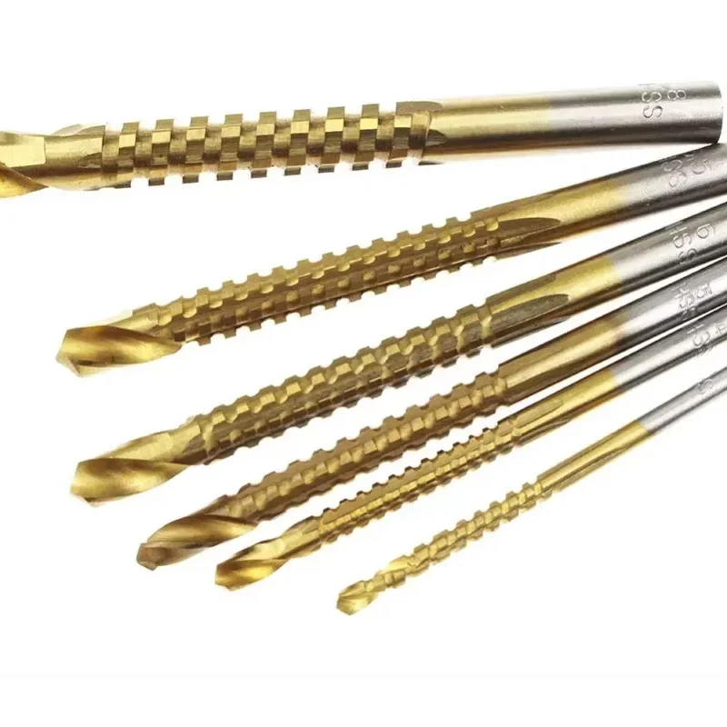 HSS Twist Drill Bits Set 3-8mm Serrated Grooving Cutting Tap Spiral Saw Wood Metal Plastic Hole Saw Titanium Drill Tools gallery 4