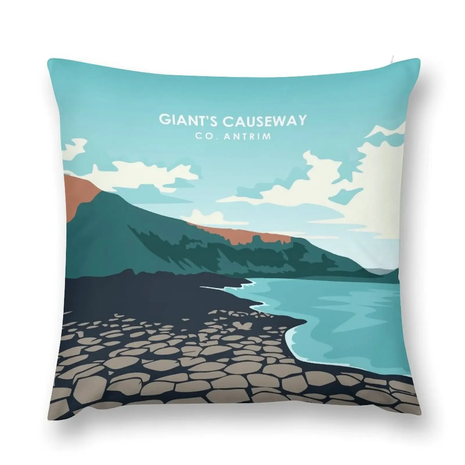 

Giant's Causeway Northern Ireland Retro Travel Poster Throw Pillow pillows decor home pillow