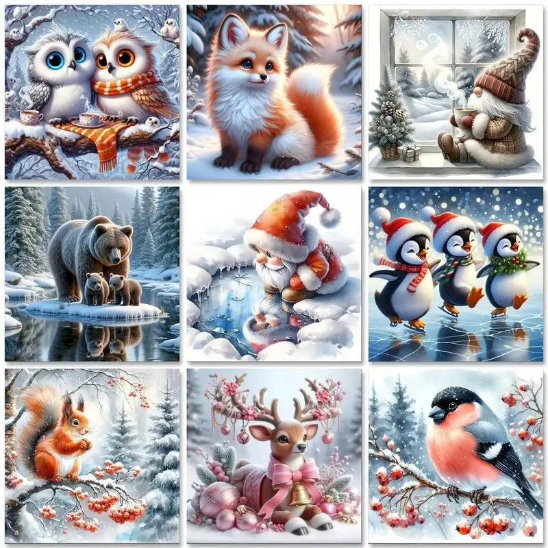 DIY 5D Diamant Kunst Malerei Kits Tiere Bär Pinguin voller Runde Diamant Stickerei Winter Kunst Home Decor
