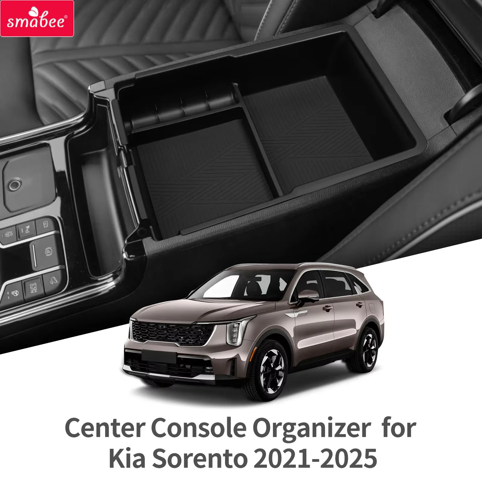 Para kia sorento 2021-2025 console central caixa de armazenamento de braço bandeja organizador caso acessórios interiores do carro preto (américa do norte)