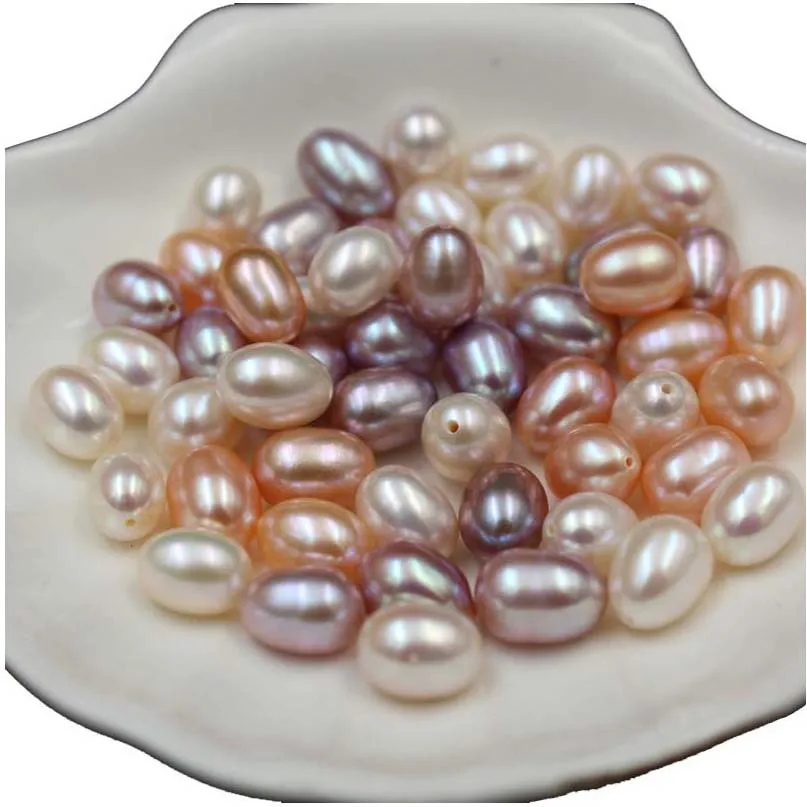 AAA Grade High Light Natural Freshwater Pearl Beads White Pink Purple Half-hole Beads for Jewelry Making DIY Necklace Bracelet