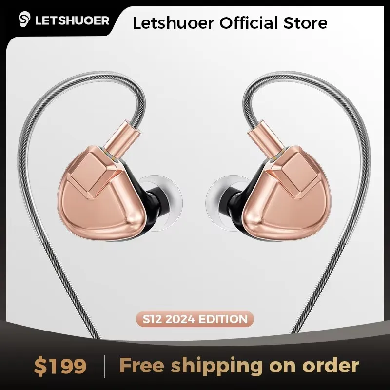 

LETSHUOER S12 2024 Edition 14,8 мм плоский магнитный драйвер в наушника-монитора HiFi IEM проводные наушники Planar наушники с D