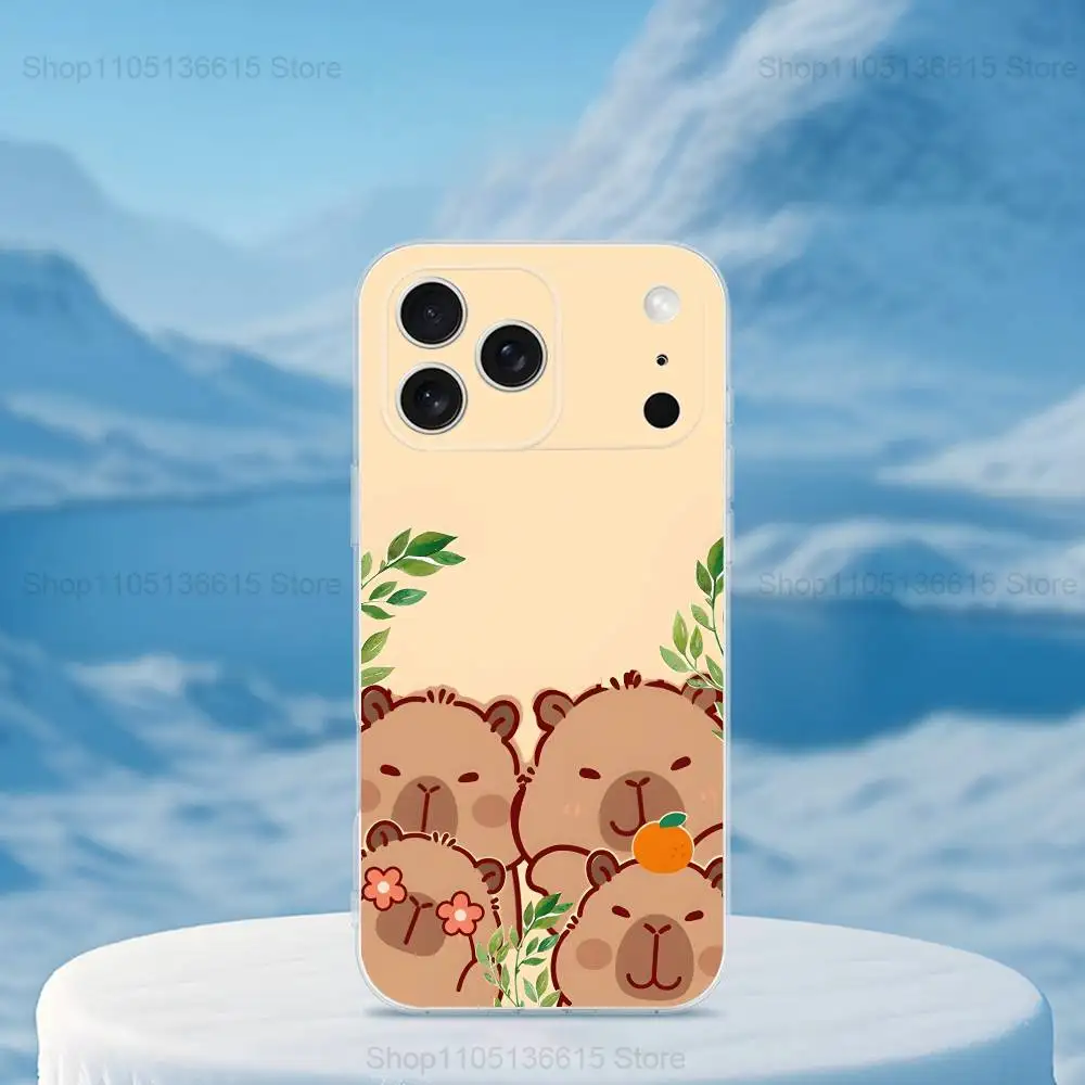 Funda de teléfono con pintura de capibara para iPhone 16,15,14,13,12,11,17 Pro,Max,Plus,X,XS,XR,SE,Mini cubierta suave transparente