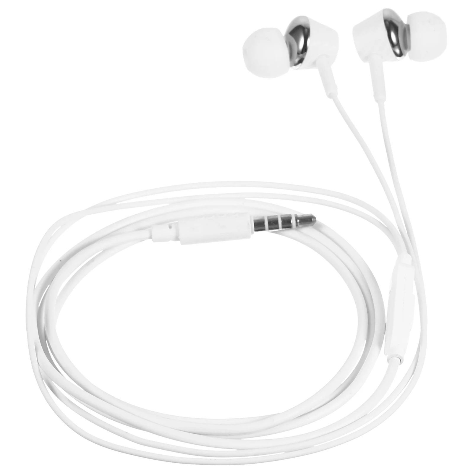 

1Set in-Ear Headphones Silver Wire-Controlled Bass Earbuds Microphone Lightweight Ergonomic Comfortable for Travel