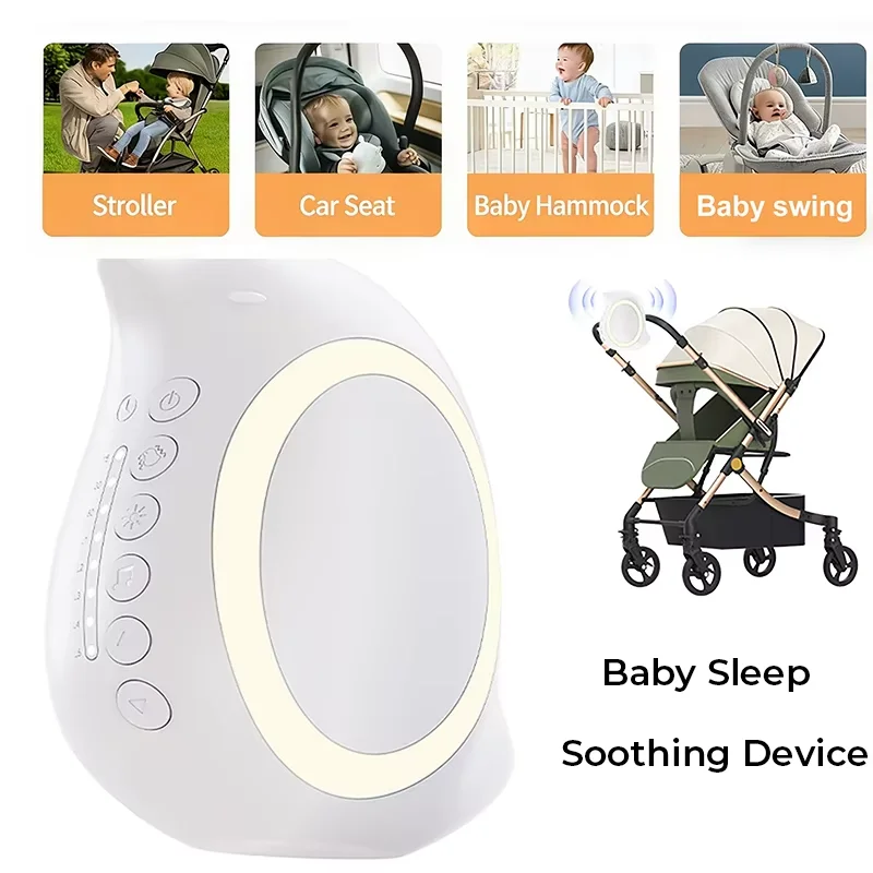 Portable Adjustment Electric Baby Sleep Soothing Device with Night Light Bluetooth Speaker White Noise Vibration Soothing Music