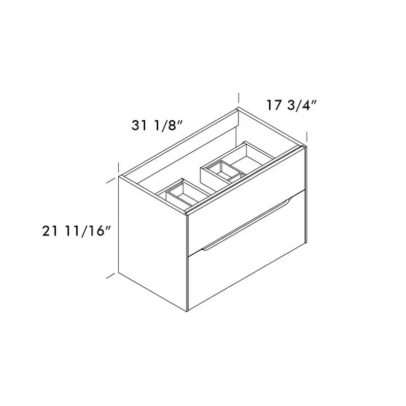 Kabinet Vanity Tunggal 32 Inci Hitam Matte