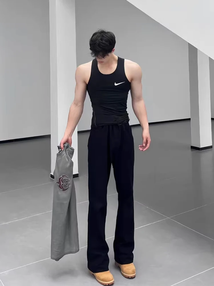 

High Waist Straight Leg Jeans Men's Summer Thin Slimming Extended Length Trousers Tall Straight Leggings Jeans Bootcut Jeans