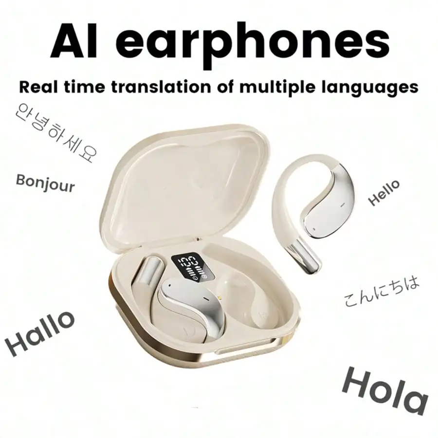 AI Translator Headphones Smart Voice Translation Earbuds 150 Languages Online Translator Bluetooth-Compatible In Ear Headphones Real Time Translator Device For Business Travel And Daily Use view 2