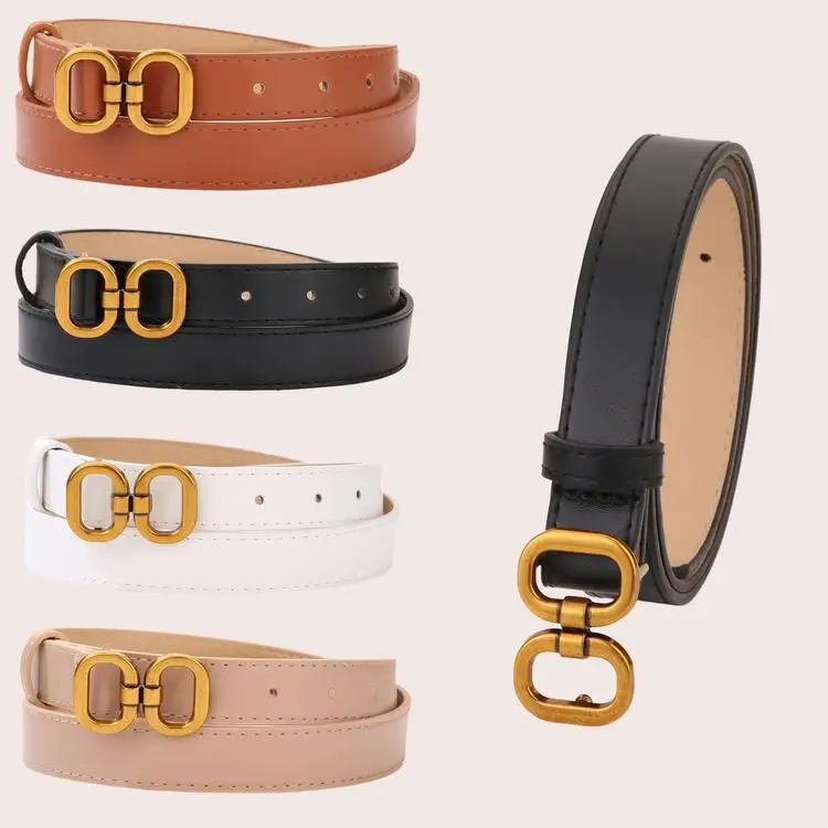 Double round snap button ancient gold Y2K belt jeans decorative fashion belt women's high sense.