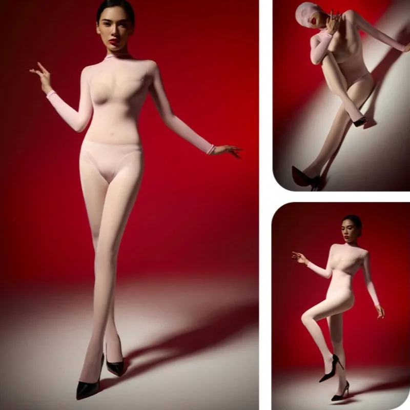 

Сексуальное масляное глянцевое блестящее нижнее белье, комбинезон, мужские прозрачные чулки с разделением пуль, эротический купальник с пятью пальцами и капюшоном, плотный