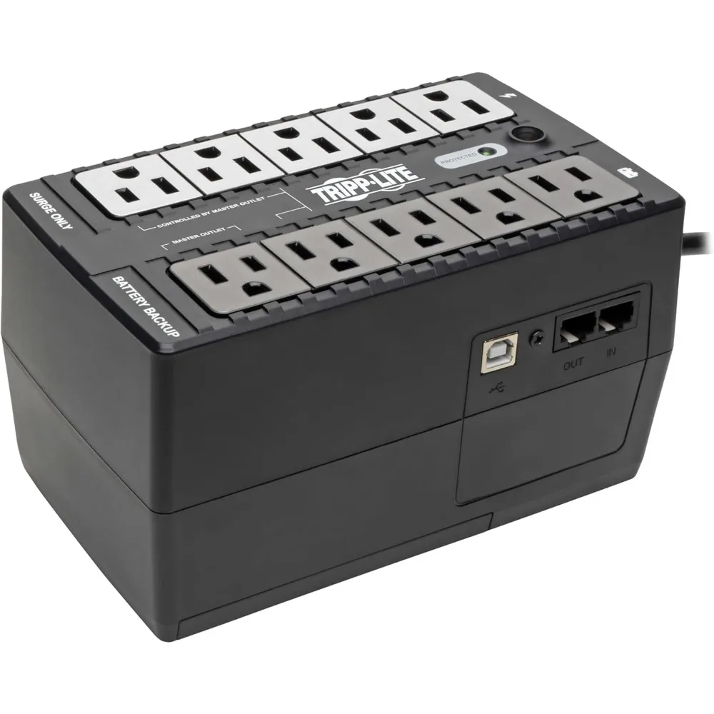 

550VA UPS Battery Backup Surge Protector Efficient AVR 8-Outlet Uninterruptible Power Supply Dataline Protection