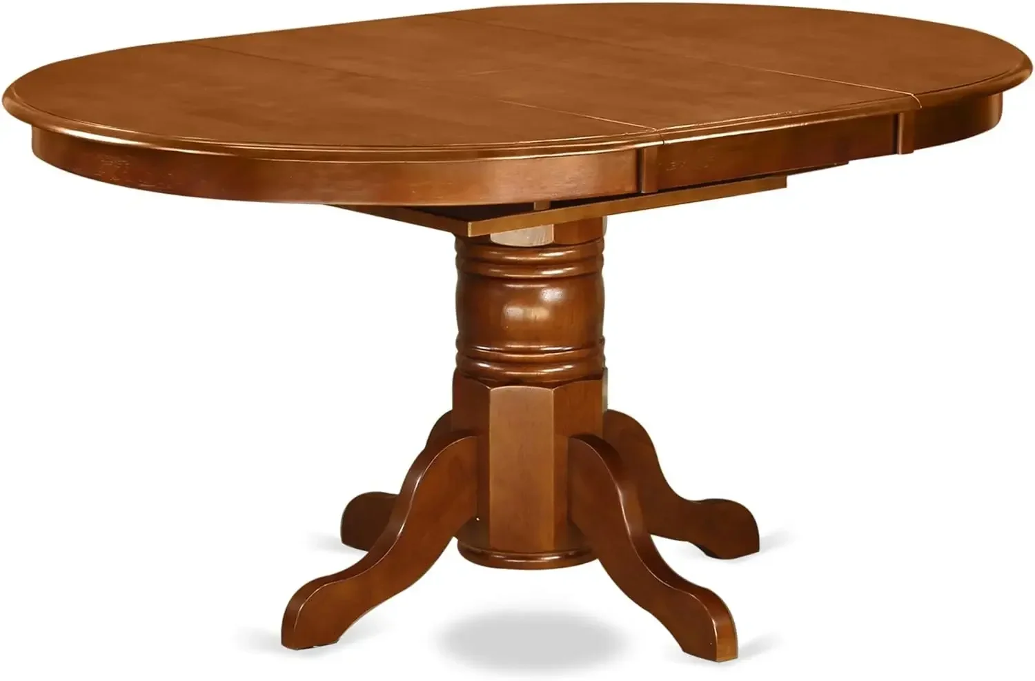 AVT-SBR-TP Avon Kitchen Dining Table - an Oval Wooden Table Top with Butterfly Leaf & Pedestal Base, 42x60 Inch, Saddle Brown