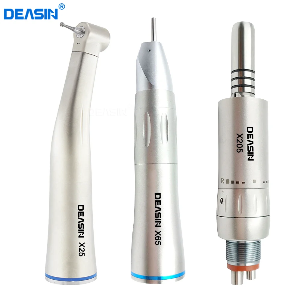 Stainless Steel Dental Low Speed Handpiece Air Turbine Handpiece Straight Contra Angle Air Motor Handpiece Inner Water Spray X25