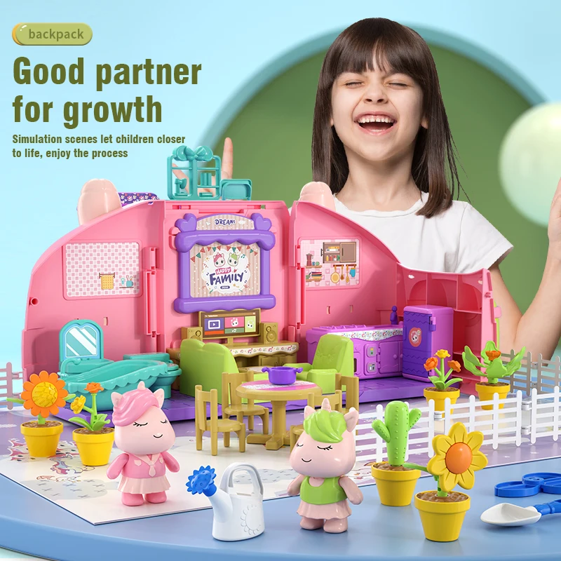 Casa delle bambole Playset giochi di imitazione giocattoli fai da te Kawaii mobili per la casa articoli in miniatura Villa per bambini castello