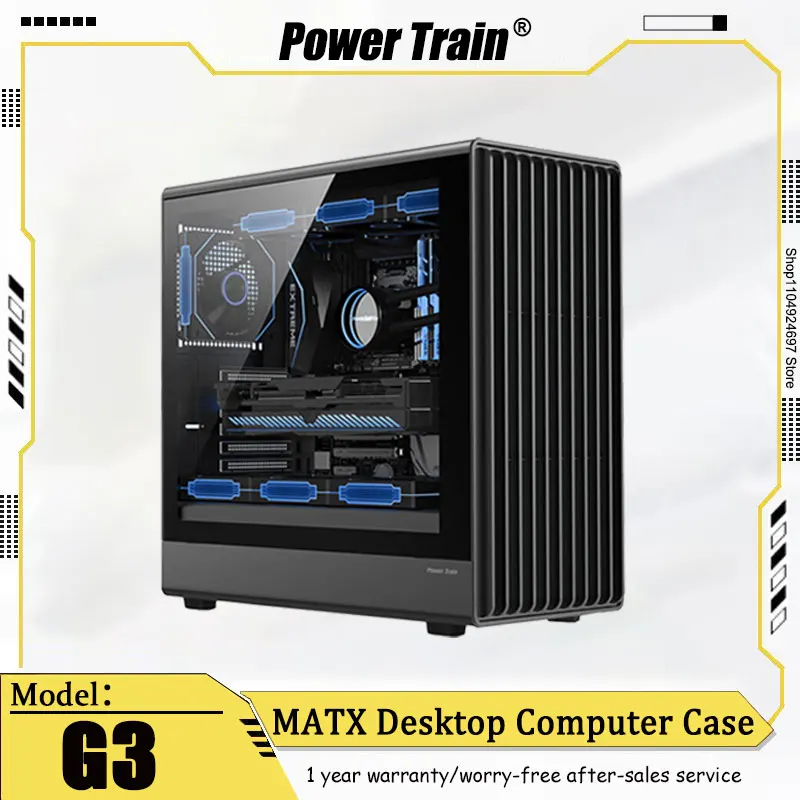

Чехол для компьютера Power Train Zhenjie G3 360° ​ ​ Настольный компьютер с водяным охлаждением, боковое прозрачное стекло, игровая консоль ATX, сетчатый чехол MATX для настольного компьютера
