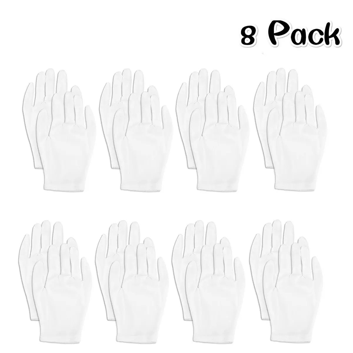 

8Pairs White Nylon Gloves Lightweight Protective Film Handling Gloves Fingerprint Free Comfortable Fit for Photos Coins