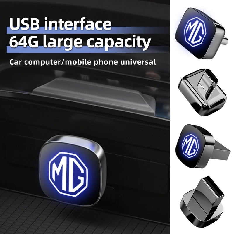Car Alloy 32G/64g U-disk USB or Type-C Flash Drive Data Storage Device For Morris Garages MG 6 3 5 7 TF ZR ZS HS GS GT Hector view 6