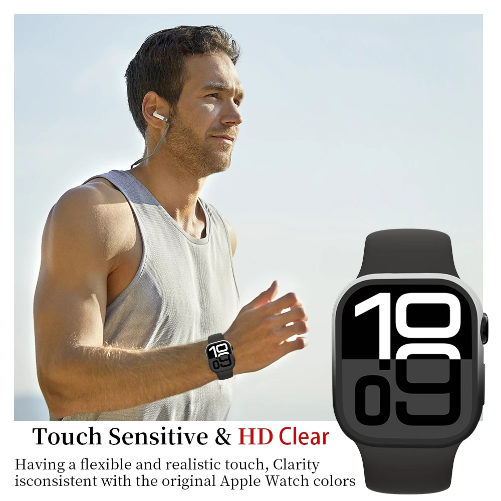 Tempered Glass Cover for Apple Watch 40mm 41mm 44mm 45mm S10 42mm 46mm Screen Protector Protective Case iWatch 10 9 8 7 6 5 4 SE