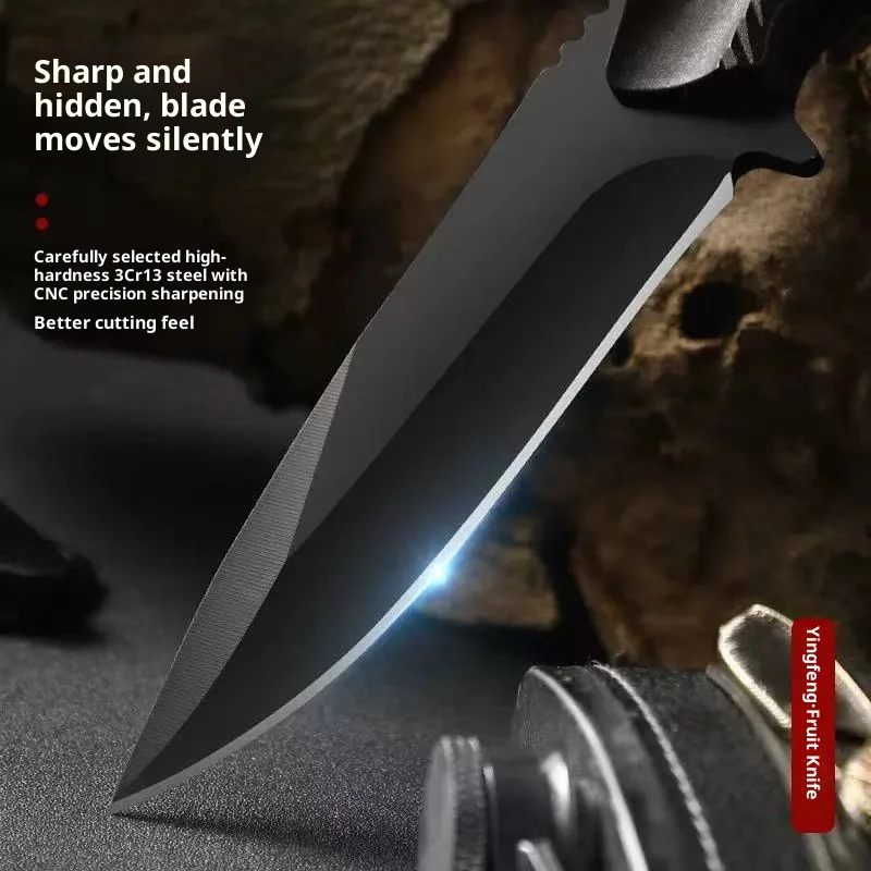 Outdoor Camping Fixed Blade Knife with Sheath, High Hardness Stainless Steel Utility Knife for Hiking, Fishing, Camping, Cutting