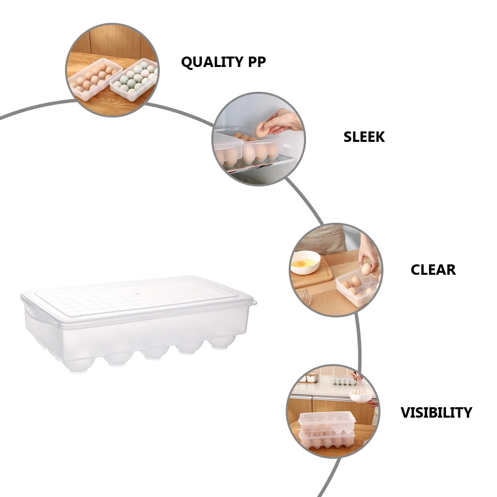 

1pc Storage Box With Lid Clear Plastic Egg Holder For Fridge Household Stackable Egg Tray Organizer Container