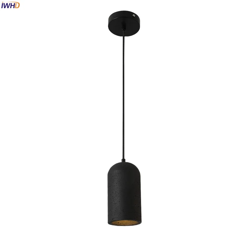 

IWHD Black Travertine LED Hanging Lamp Design Bedroom Kitchen House Living Room Nordic Modern Interior Pendant Lighting Lampara