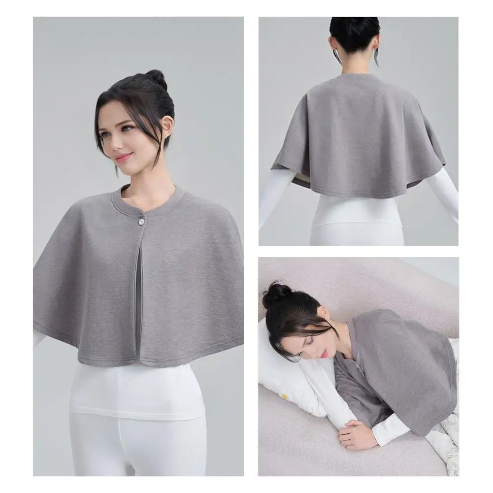 Comfortable Fabric Shawl Women’s Solid Color Shawl Wrap Button Closure Windproof Autumn Winter Scarf Loose Fit Soft Hemming