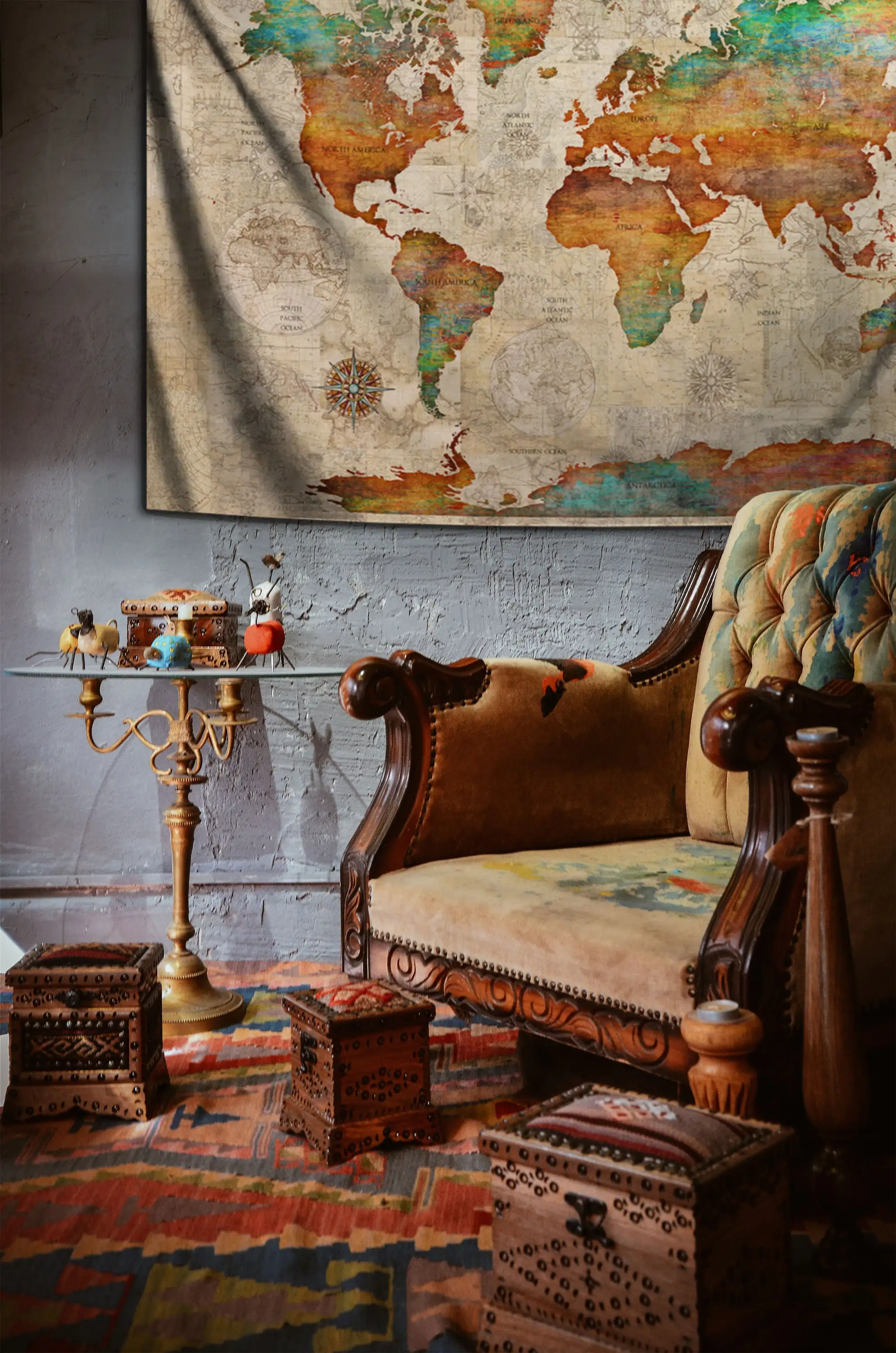 نسيج خريطة العالم من دان موريس، معلق على الحائط، ديكور المسافر، ديكور غرفة المعيشة المنزلية، قابل للغسل ومضاد للبهتان #5