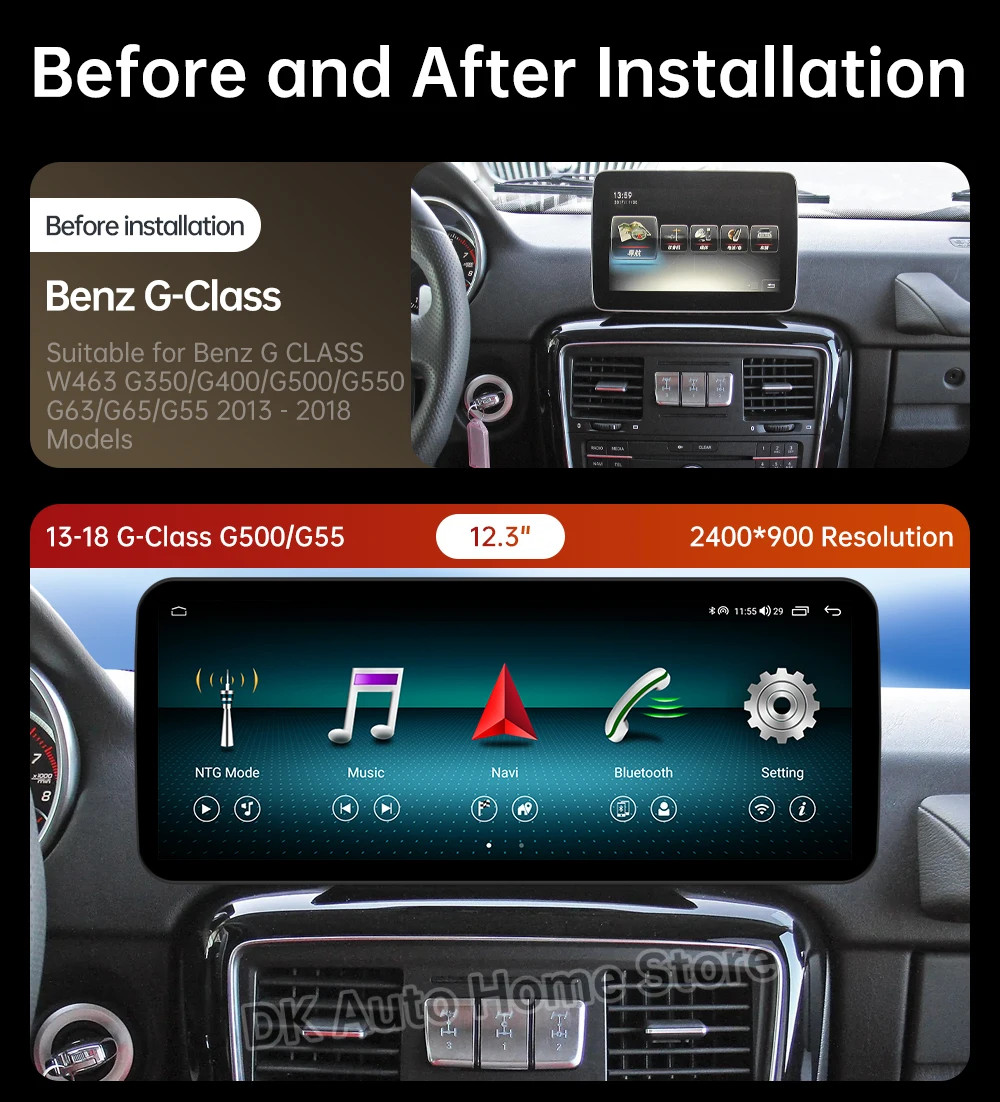 For Benz G CLASS W463 G350 G400 G500 G550 G63 G65 G55 2013 - 2018 Player GPS Display Android Carplay Multimedia BT 4G+Wifi Radio